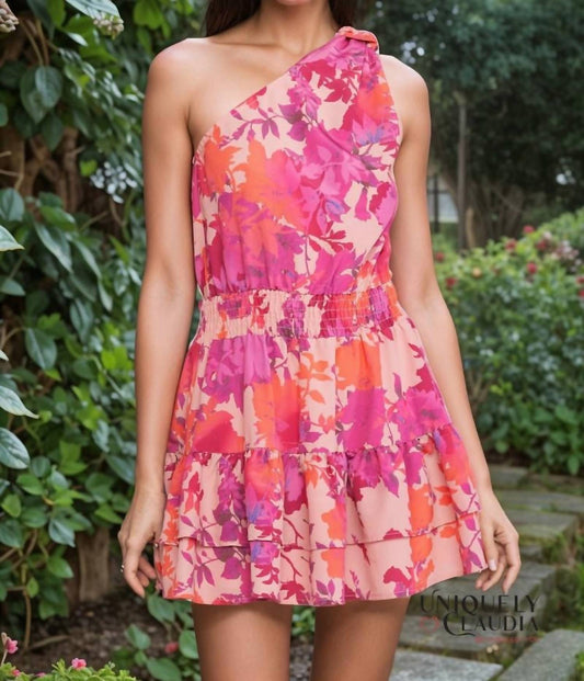 Entro - Paola One Shoulder Mini Floral Dress