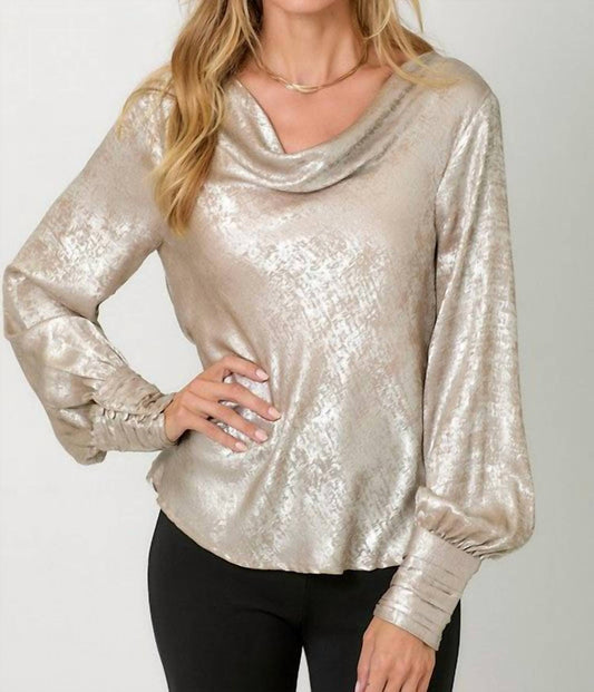 Mystree - Metallic Cowl Neck Blouse