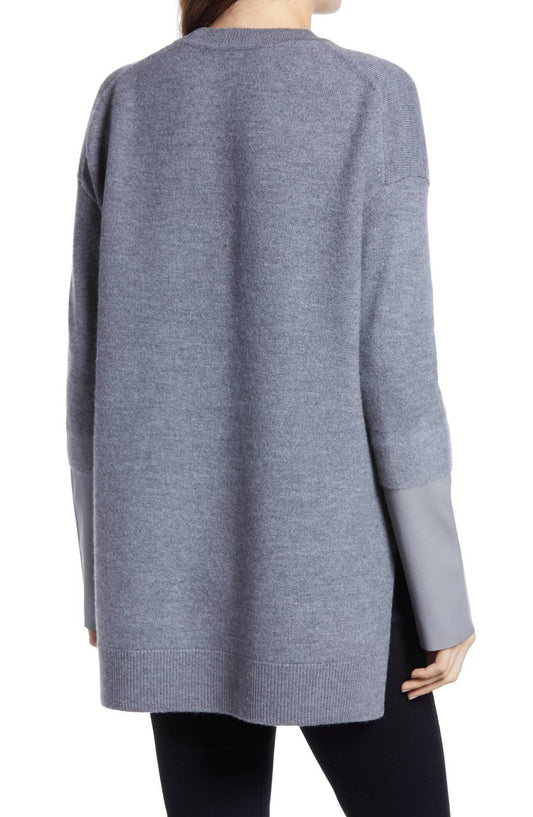 Allsaints - Essy Leather Cuff Wool Sweater