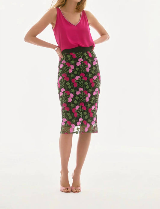 Joseph Ribkoff - Floral Embroidered Pencil Skirt