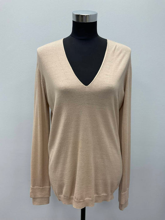 Strenesse - NUDE VNECK WOOL/CASHMERE SWEATER