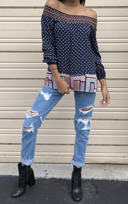 Thml - Twin Print Off The Shoulder Top