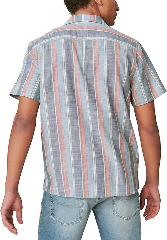 Striped Short Sleeve Camp Collar