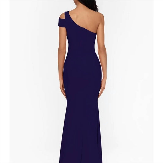 Betsy & Adam - Cutout One Shoulder Floor Length Gown
