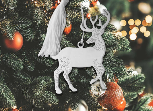 Creative Gifts International - Scroll Reindeer Ornament with White Tassel