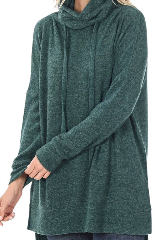 Zenana - Brushed Melange Funnel Neck Sweater