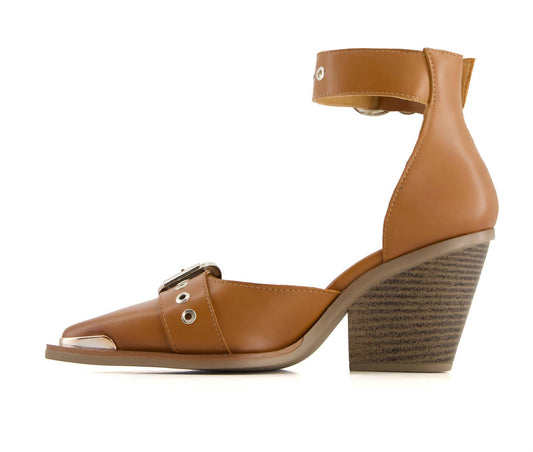 Andrea - Women's Pointed Toe Riveted Ankle Strap Pumps