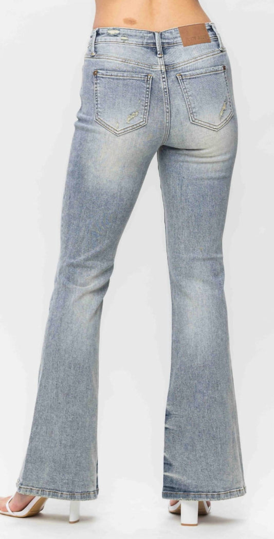 Judy Blue - Tinted Pin Tack Detail Flare Denim