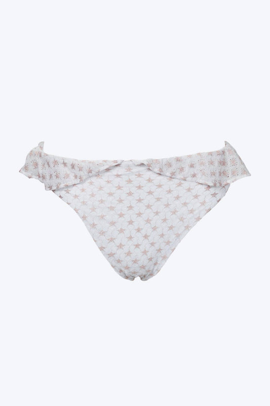 BELLA RUFFLED HIGH-LEG LACE BIKINI BOTTOM