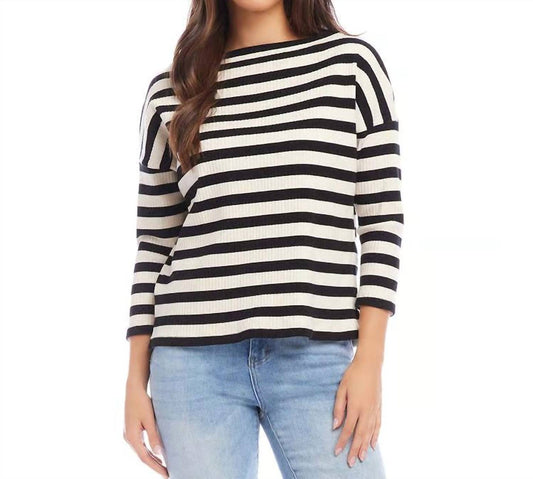 Karen Kane - Stripe 3/4 Sleeve Boatneck Top