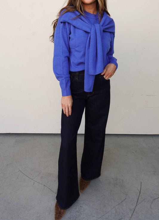 Skies Are Blue - Crew Neck Sweater With Shoulder Draping