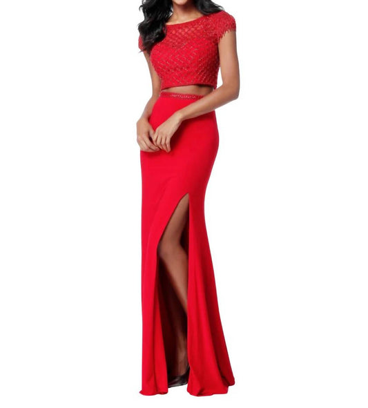Sherri Hill - Two-Piece Cross-Stitch Prom Dress