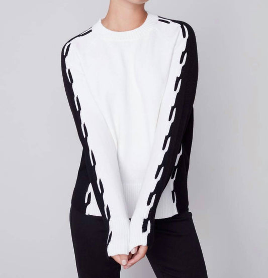Charlie B - Raglan Sleeve Colorblock Side Cable Sweater