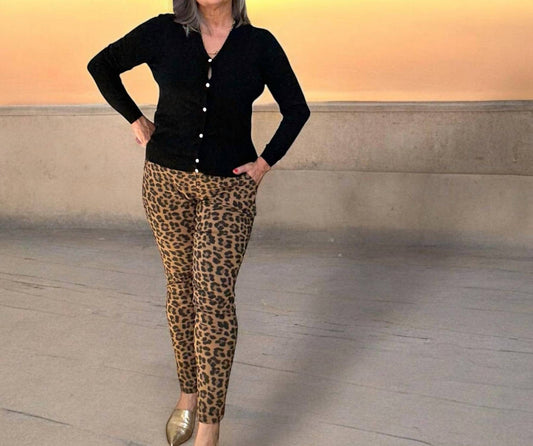 Made In Italy - Chic Leopard Print Italian Magic Pants