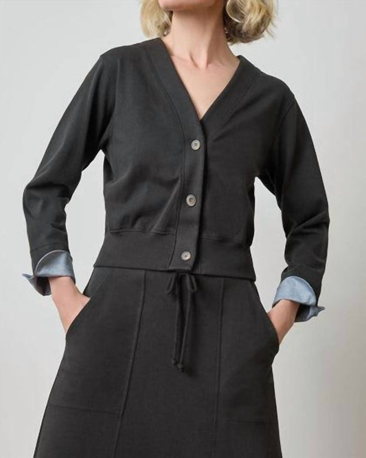 Lilla P - Women's Chambray Cuff Cardigan