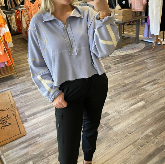 Pol - Quarter Zip Ribbed Pullover