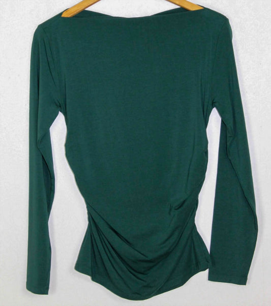 Bobi - Women's Shirred Slash Neck Longsleeves Top