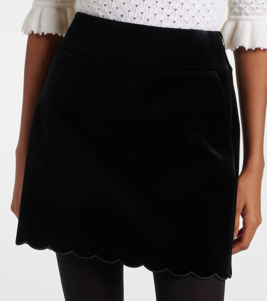 Chloe - Velvet Scalloped Mini Skirt