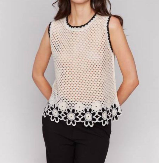 Charlie B - Border Flower Crochet Sleeveless Top