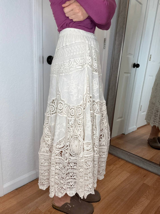 Pol - London Lace And Crochet Midi Maxi Skirt
