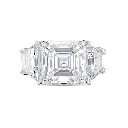 Diana M Jewels - 5.00cts Asscher-cut Lab-grown Diamond Ring With 0.60cts Trapezoid Side Stones