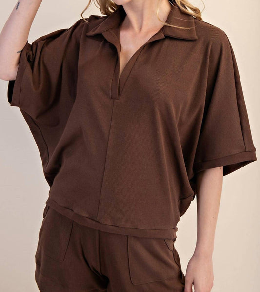 Glam - V-neckline Dropped Shoulder Knit Top