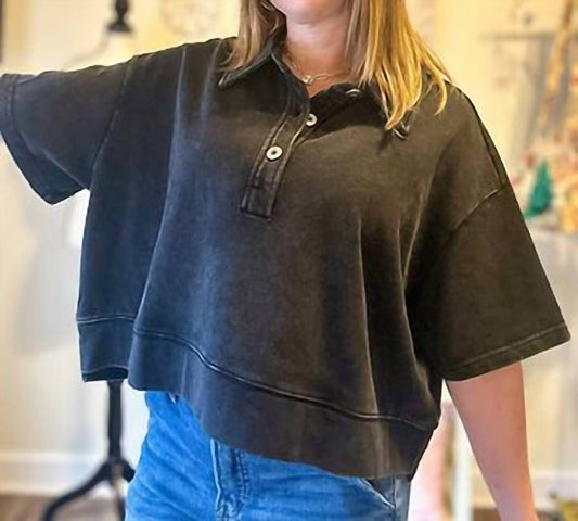 Heyson - Mineral Wash Terry Crop Sweatshirt Top