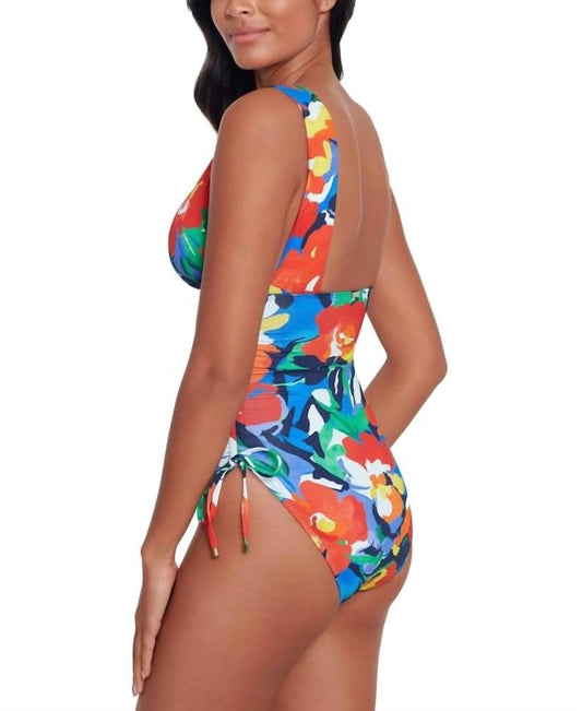 Ralph Lauren - Shirred Plunge-neck One Piece Swimsuit