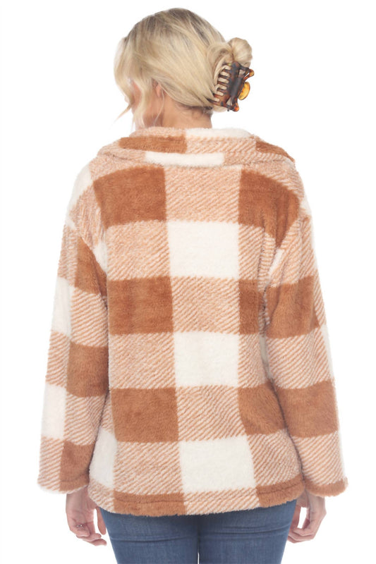 White Mark - Women's Plaid Sherpa Shacket