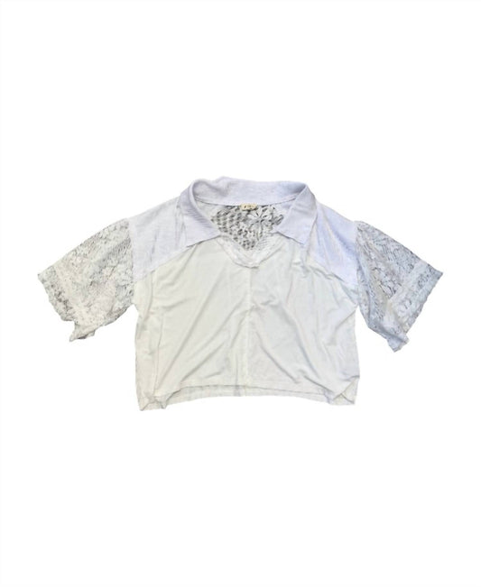 Pol - Women's Lace Ruffle Sleeve Top