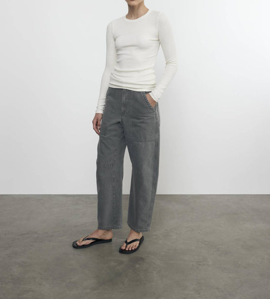 Enza Costa - TEXTURED RIB LONG SLEEVES CREWNECK TOP