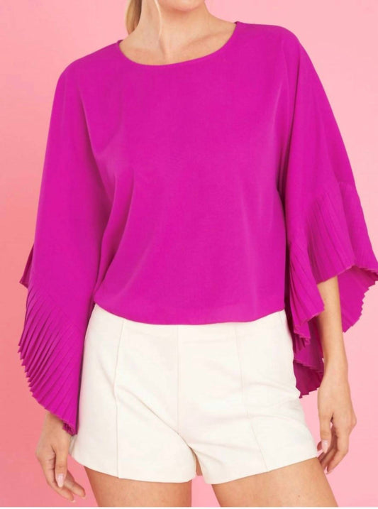 Glam - Cecilia Pleated Sleeve Top