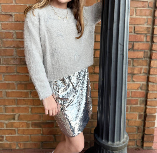 Hannah Banana - Metallic Sweater With Sequin Bows
