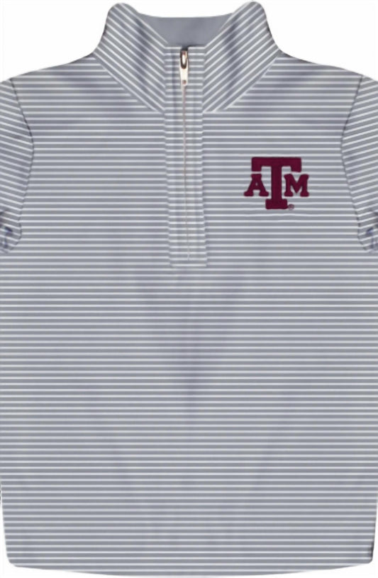 Vive La Fete - Boy's Texas A&m Aggies Stripes Quarter Zip Pullover