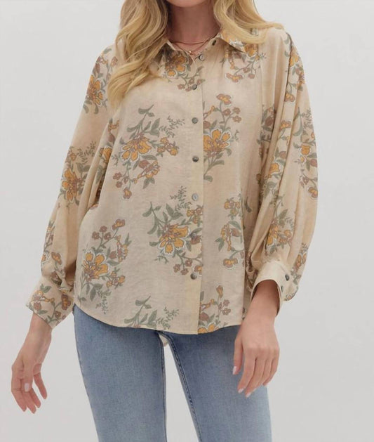 Entro - Floral Long Sleeve Button Top