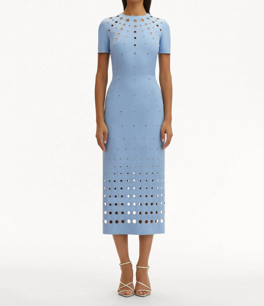 Oscar De La Renta - Pearl Eyelet Embroidered Dress