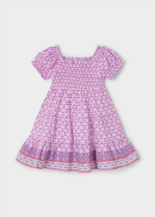 Mayoral - Girls Printed Smocked Border Dress