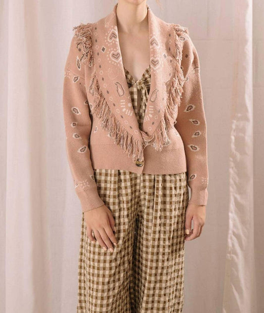 Storia - Paisley Fringe Knit Cardigan