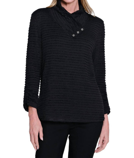 Multiples - Faux Fur Shirred Top