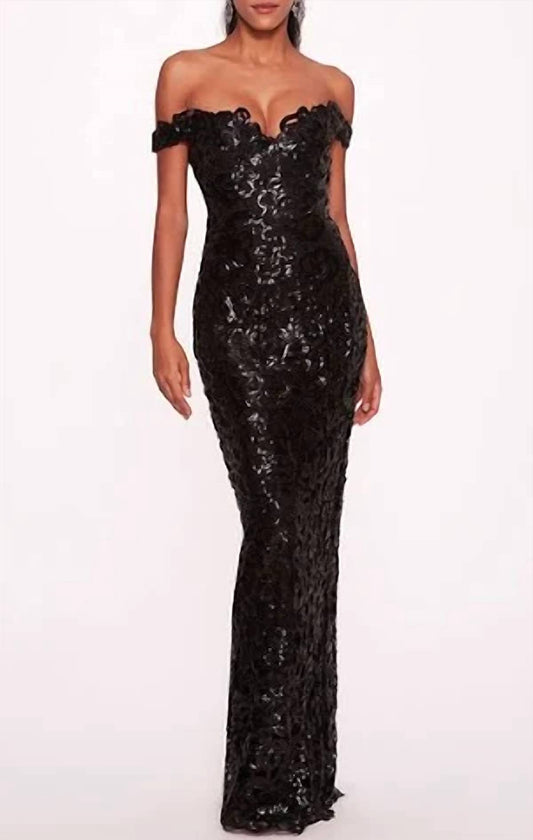 Marchesa - Organic Neckline Sequin Gown