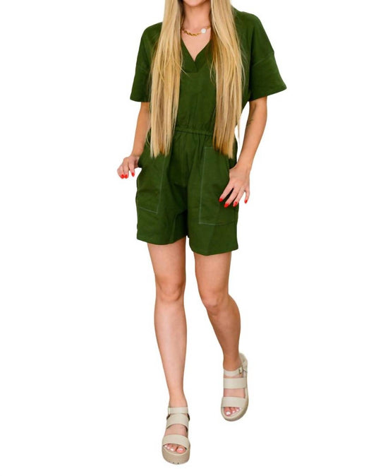 Zenana - Short Sleeve V-Neck Romper