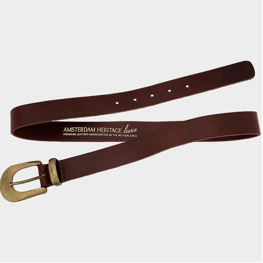 Amsterdam Heritage - Adrie | Skinny Leather Belt With Horseshoe Buckle And Tip