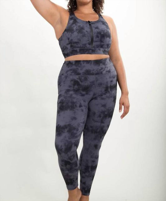 Mono B - Tie-dye Workout Sports Bra And Leggings Set - Plus