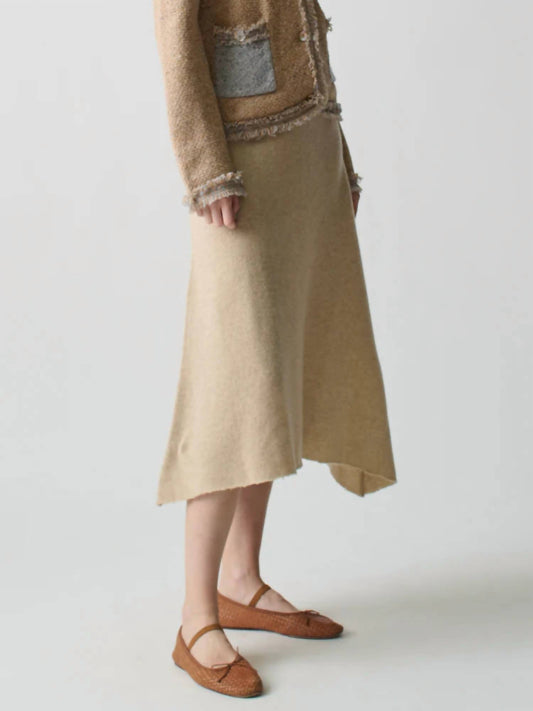 Lingua Franca - Brushed Wool A-line Skirt