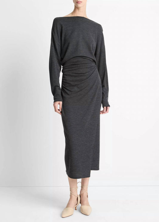 Vince - Draped-waist Wool-blend Midi Skirt