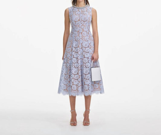 Self-Portrait - Fine Lace Pearl Midi Dress