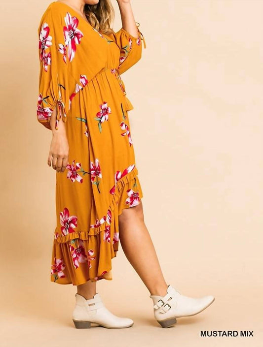 Umgee - Floral High Low Dress -PLUS
