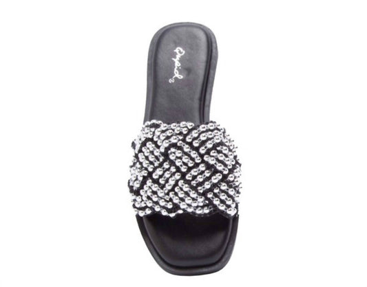 Qupid - Women's Beaded Slides
