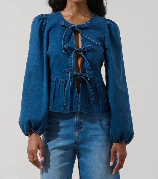 Sugarlips - Adira Denim Cut Out Bow Top