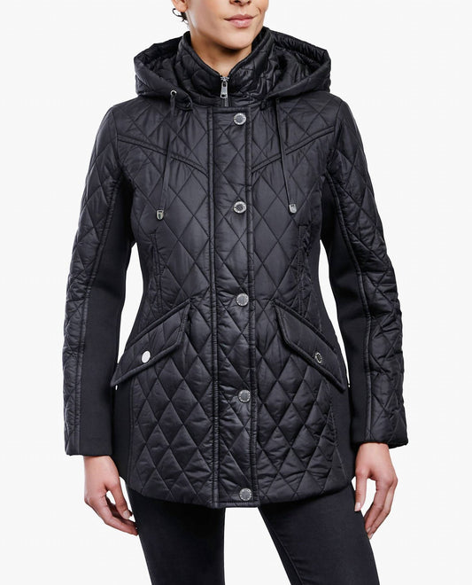 London Fog - Zip Front Hooded Quilted Jacket